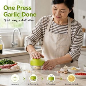 Manual Garlic Chopper Press Stainless Steel Blade Portable Mini Onion Ginger Mincer With Box