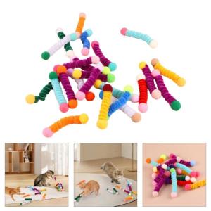 24pcs Kitten Entertainment Set Plush Spring Teaser Stick And Double Ended Ball Cats Toy For Indoor Activity