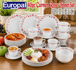 40pc 8 PAX Opal glass Europal Firex CARMEN Rose Dinner set LZ40162