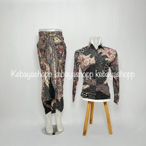 Couple Rok Lilit dan Kemeja Batik Lengan Panjang couple pasangan moderen terbaru by kebayashopp vol5