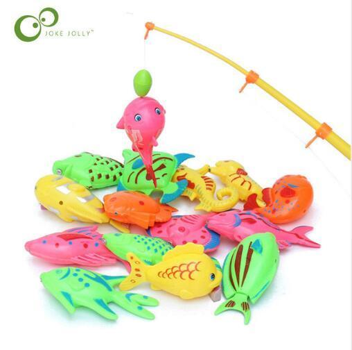 Magnetic Fishing Toy Game for Kids 1 piece Rod + 10 pieces 3D Fish Baby  Bath Toys Outdoor fish and fishing rod toys