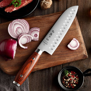 XINZUO HEZHEN B2 1.4116 German Steel Santoku Knife 7 / Vegetables knife / Fruits knife / Kitchenware / Kitchen utensils / Kitchen tools / High quality / Slicing knife / Meat knife / Wooden Handle / Pakka wood / Razor sharp