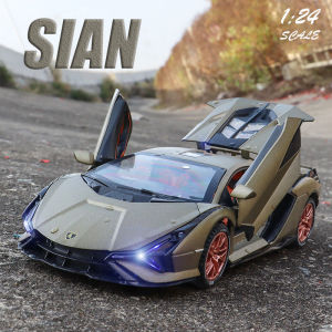 【RUM】1:24 Scale Lamborghini Sian FKP37 Light & Sound effect diecast car Toys for Boys baby toys birthday gift car toys kids toys car model car toys model collection