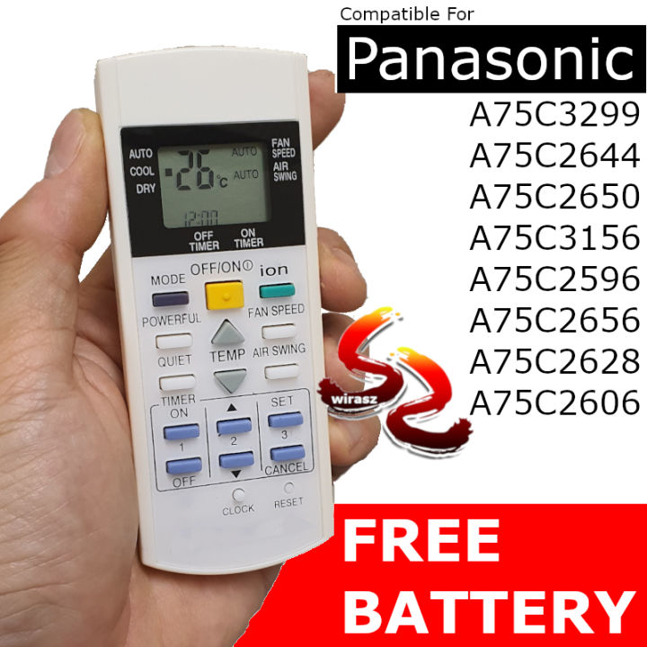 VINABTY Telecomando di Ricambio applicabile per Panasonic AC A75C3755 A75C4165 CS-UE9PKE CU-UE9PKE CS-UE12PKE CU-UE12PKE CS-RE9PKE CU-RE9PKE CS-RE9PKE-3 CS-RE12PKE