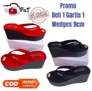 PROMO BELI 1 GRATIS 1 SANDAL WEDGES SPON TINGGI 9CM TERBARU