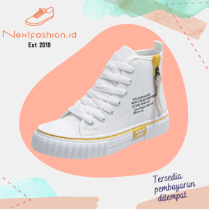 Sepatu Sneakers Kanvas Wanita Kasual Sport Shoes Warna Hitam Putih Nextfashion 216