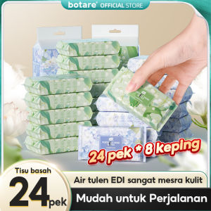 【24 packs】BOTARE Premium Baby Wipes Portable (8 pieces * 24 packs) - Seven-step purification using EDI purified water and plant extracts to protect babys skin