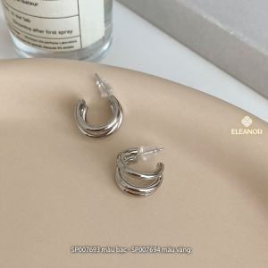 Bông tai nữ chuôi bạc 925 Eleanor Accessories viền cong ba phụ kiện trang sức khuyên tai 7693