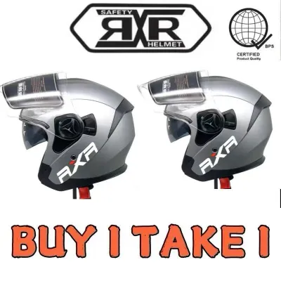 【Buy 1 Take 1】RXR 065F Open Face Dual Visor (wiith ICC/BPSlogo)Light weight Motorcvcle Helmet For ad