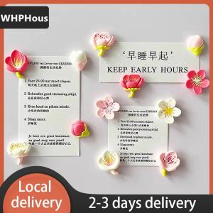 [COD] WHPHous Ship within 24 hours 12pcs Creative Whiteboard Cartoon Magnetic Sticker Fridge Magnet Pink Flower Resin Decorative Refrigerator Magnets