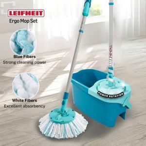 Leifheit Clean Twist Compact Ergo Mop Set (Spin/Spinning/Spinnable Mop) (Microfibre/Microfiber) Compact