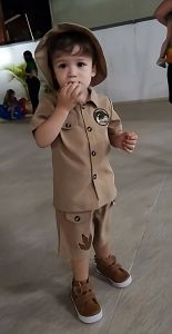 Dairoku Setelan SAFARi Pakaian Baju Anak Laki Dino 1 2 3 4 5 Tahun Bonus Topi Bordir Jeans Stretch