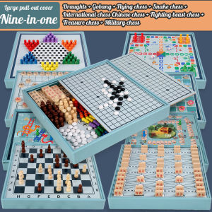Nine-in-one multifunctional game chess checkers flying chess gobang beast chess childrens student educational wooden toy