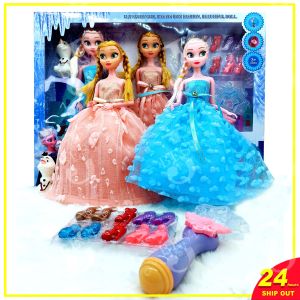 Doll big size Frozen toys kids birthday Elsa Ana Sisterhood family playset 29cm patung shoes high heel change tukar baju Hadiah gift present birthday