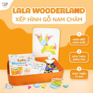 Đồ chơi ghép hình nam châm bằng gỗ kèm hộp đựng bẳng trắng cho bé. Lala Wooderland