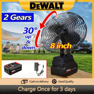 【2025 NEW Upgrade】Dewalt All iron Cordless Electric Fan 8 inch Portable Fan Rechargeable Fan High Power Outdoor Desktop Cooling Fans Outdoor large capacity makita battery Portable camping tool fan