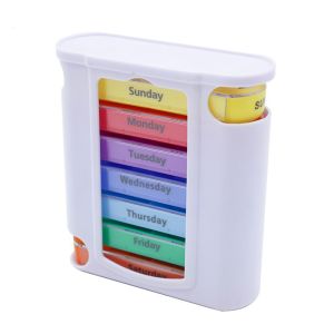 OKKFINE 4-Compartment Pill Box Plastic Monthly Pill Organizer Portable Weekly Tablet Holder 7 Days