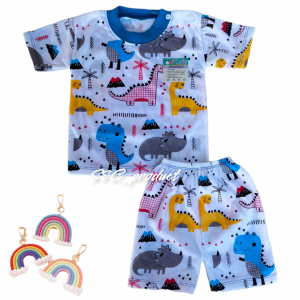 Setelan Baju Bayi / Kaos oblong Bayi 6-12 Bulan Lengan Pendek motif Full Print