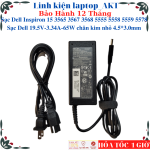 Sạc Laptop Dell Inspiron 7460 3467 3476 3565 3567 3576 3568 5555 5558 5559 5578 vostro 3405 Sạc Dell 19.5V-3.34A-65W chân kim nhỏ