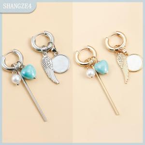 【SHANGZE4】 Đồ Trang Sức Tinh Tế Trái Tim Không Thường Xuyên Bông Tai 2025 Xu Hướng Mới Tính Khí Nhựa Màu Xanh Thả Bông Tai Cho Cô Gái Phụ Nữ Quà Tặng