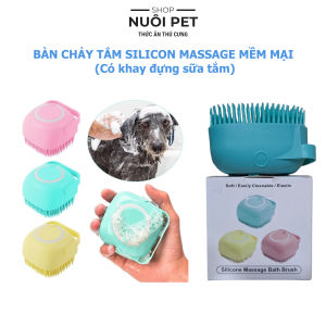Bàn Chải Tắm Bông Tắm Silicon Tạo Bọt Massage Cho Chó Mèo Có Khay Đựng Sữa Tắm - Nuôi Pet Shop