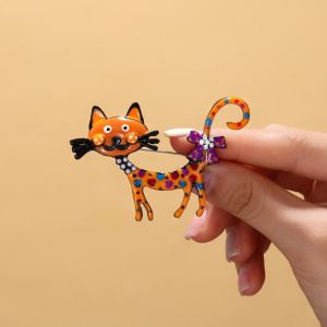 NOVAWEAR Rhinestone Vintage Enamel Brooch Geometric Retro Corsage Ornament Creative Alloy Metal Animal Pin Women
