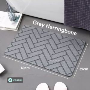 [SG Stock] WOODLES Diatomite Hard Stone Mat 39x60★Toilet Shower Bath Mat★Super Absorbent★Quick Dry★Non Slip★Anti-Skid★Anti-Bacterial★Local Shipping & Warranty