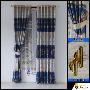Gorden Jendela Premium Quality Blackout Motif Printing Tinta Batik Emas Embosh Tebal