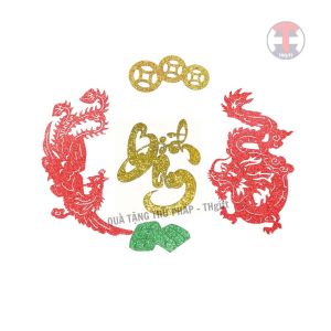 COMBO Bình An 12Cm Xốp nhũ kim tuyến trang trí Dừa Tết 2024 [Phụ kiện trang trí dưa dừa bưởi thư pháp]