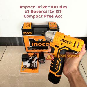Cordless Impact Driver 100Nm 12v Set INGCO CIRLI1201 Bor Obeng S12