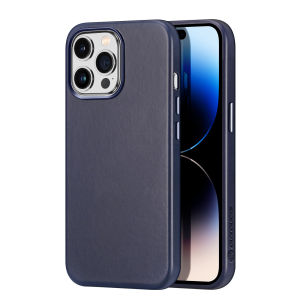 DUX Magnetic Leather Case for iPhone 14 13 Pro Max 14 Plus NAPLES Genuine Leather Cover Shockproof Casing