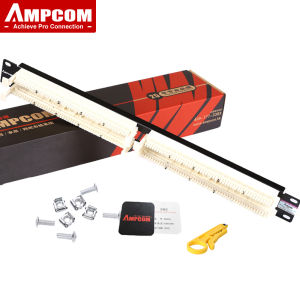 AMPCOM Telephone Patch Panel  19" Cabinet Rack 100 Pairs Telephone Module 110 Distribution Frame RJ11 Voice 6P4C 6P2C Cable