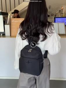 ALO Women Simple Nylon Backpack Multi Pockets Lightweight Casual Daypack Side Pouch Design Zipper School Travel Daily Rucksack For Ladies