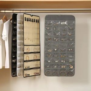 VEROM Non-woven Jewelry Storage Bag Large Capacity Foldable Jewelry Display Holder Space Saving Clear PVC Ring Display Holder Home Use