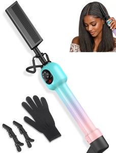 Professional Hot Comb for Wigs and Black Hair Electric Pressing Comb with Anti-Scald Design 5 Heat Settings 280–450 ° F Dual Voltage Straightening Comb for Roots Edges Lace Fronts and Natural Hair