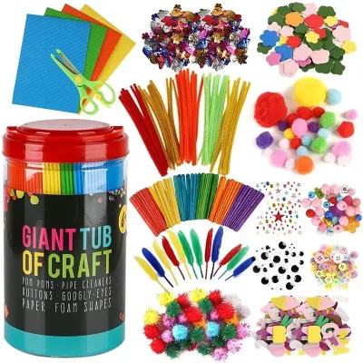 Arts and Crafts Kit-Craft Art Supply Kit for Toddlers Age 4 Years and Above - All in One D.I.Y. Crafting School Kindergarten Homeschool Supplies Arts Set Crafts for Kids