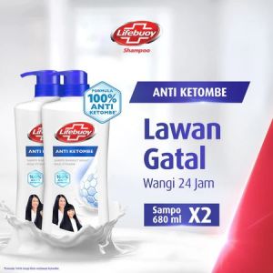 Lifebuoy Shampoo Anti Ketombe dengan Milk Nutri Strong & Active Zinc 680ml x2