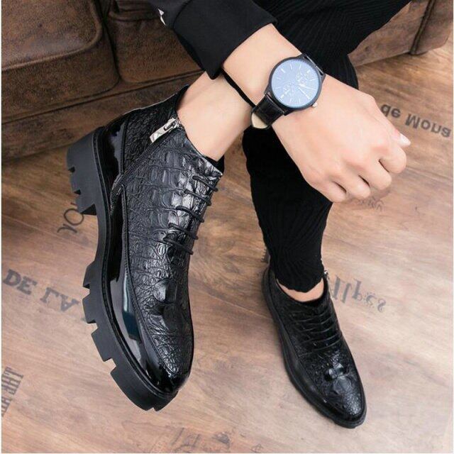 Men's Bot Men Winter Vintage British Style Crocodile Genuine