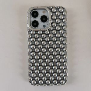 Cute 3D Pearls Pattern Phone Case For iPhone 17 16 15 14 13 Pro Max Hollow Dissipate Heat Shockproof Soft Silicone Back Cover