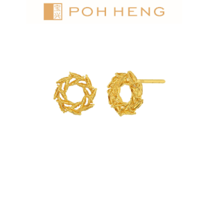 Poh Heng Jewellery 24K Dazzling Willow Earrings in Yellow Gold[Price By Weight]