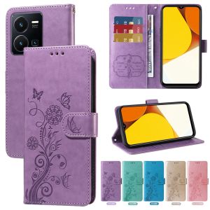 Y02S แม่เหล็กลายดอกไม้นำโชค Y16 Y22 Vivo Y35 Y21T Y15A Y21E Y22S Y01 Y27 Y33S มีช่องใส่ Y21S ฝาพับได้