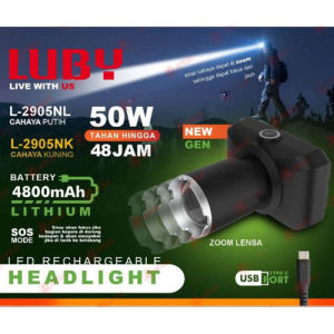 Senter Kepala LED Zoom Super Terang Headlamp LUBY L-2905 50w - Cahaya Putih