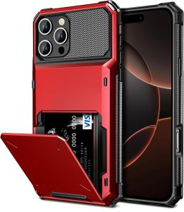 for iPhone 16 Pro Max Case with Hidden Flip 4-Card Slot Holder Dual Layer Heavy Duty Drop Protection Wallet Phone Case for iPhone 16e/16 Plus/15 Pro Max/15 Plus/14 Pro Max/14 Plus/13 Pro/12 Pro Max/11