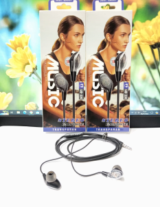 Handsfree Transparan HT-01 + MIC Stereo Earphone Headset Extra Bass