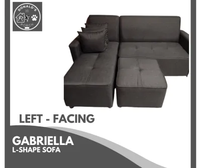 GABRIELLA MINIMALIST L-SHAPE SOFA SET FOR STYLISH LIVING ROOM WITH 3 PCS PILLOWS & 1 FOOTSTOOL - DONALDs PORCH