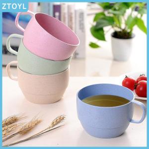 ZTOYL  Nordic Style Plastic Tea Cup Coffee Tea Milk Drink Cup Eco-friendly Reusable Wheat Straw Cup Travel Bathroom Toothbrush Cup
