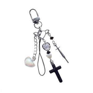 Cross Bowknot Angel Wing Pendant Phone Strap Lanyard Pocket Keychain Strap Backpack Charm Car Keys Decoration Chain