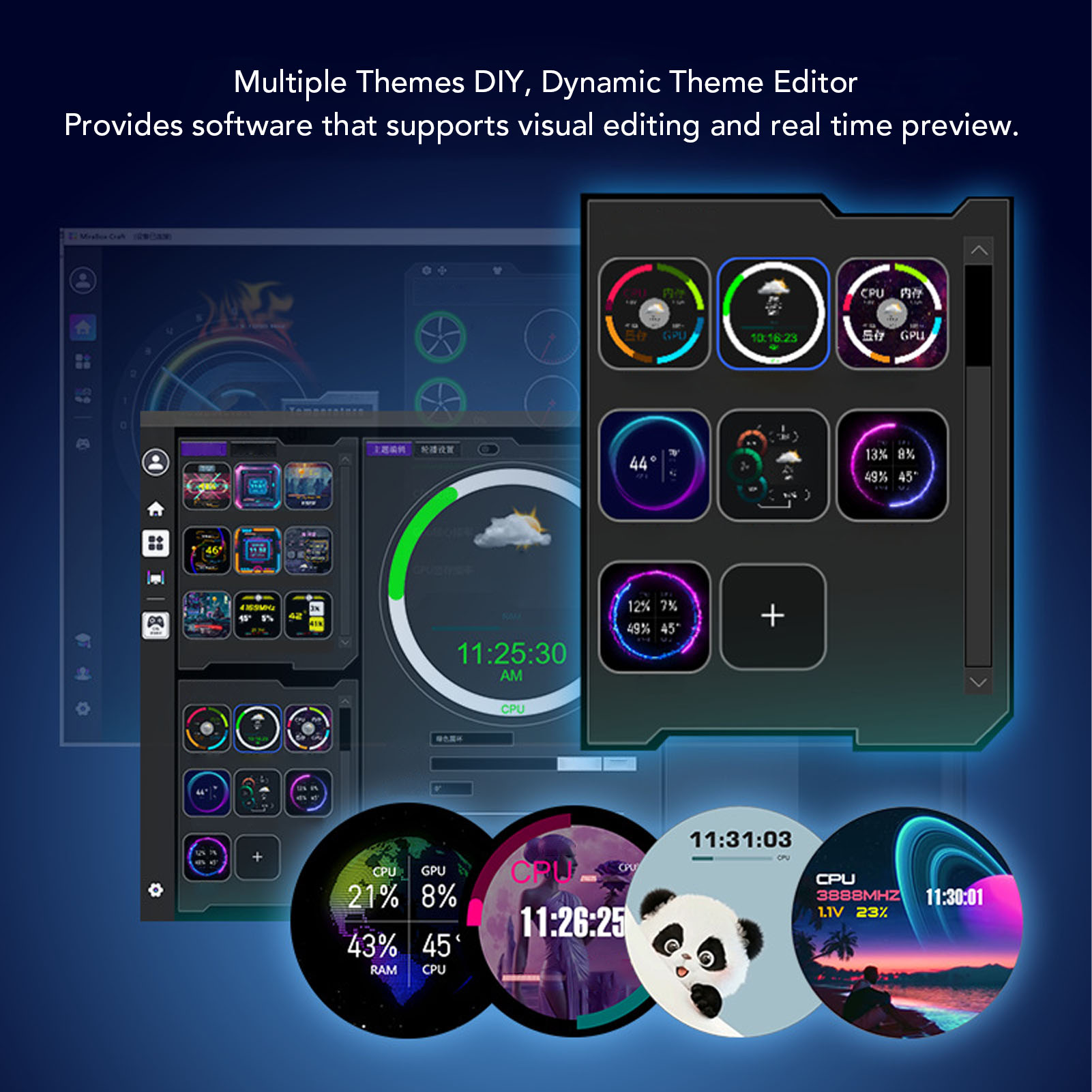 CPU Cooler Lcd Display RGB 2.1 Inch Computer Temperature Display for Gaming