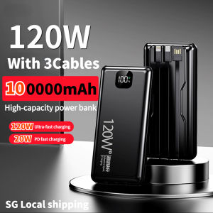 Power Bank 20000mAH 66W Super Fast Charge With 3 Cable PowerBank LED Display Big Battery Fast Charging
