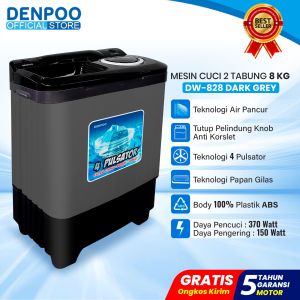 Denpoo Mesin Cuci 2 Tabung Kapasitas 8 Kg - DW 828